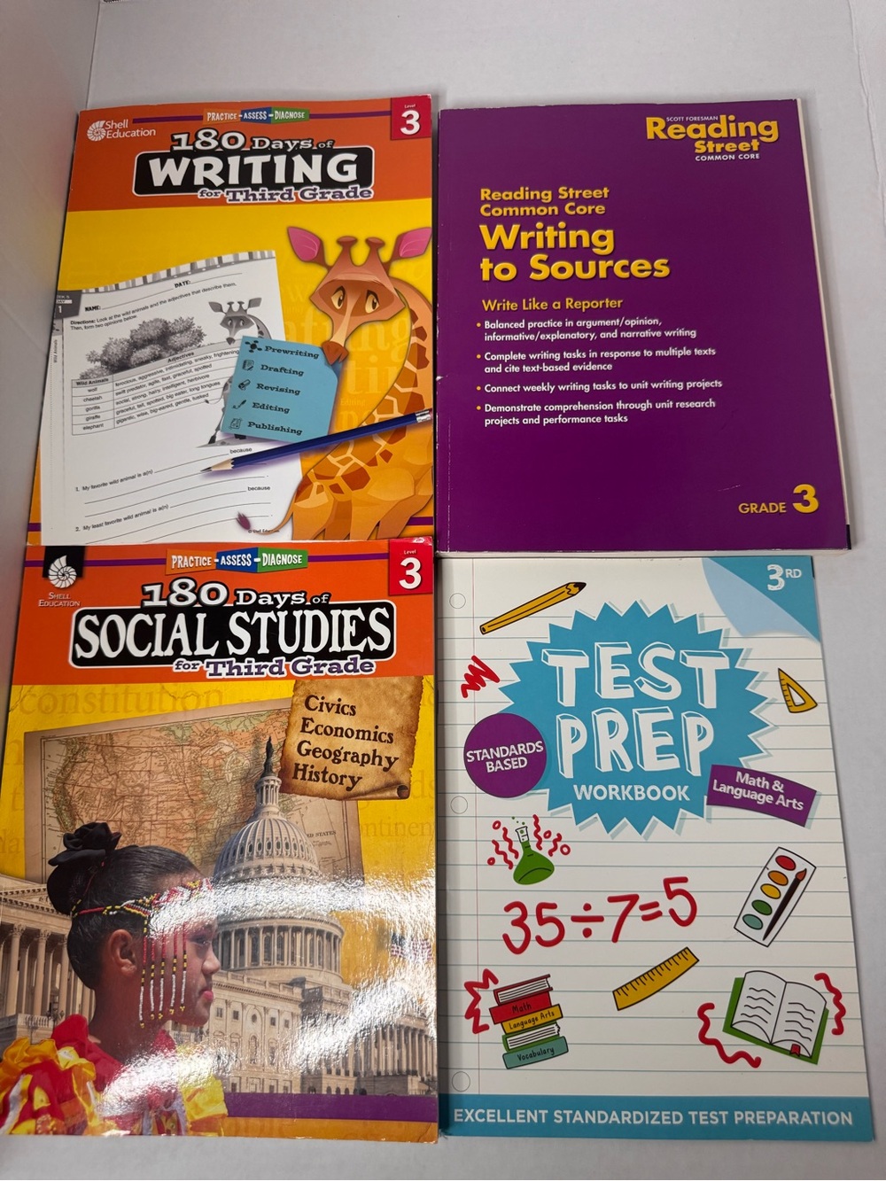 3rd Grade Writing, Social Studies and Math/ Language Arts books Homeschool